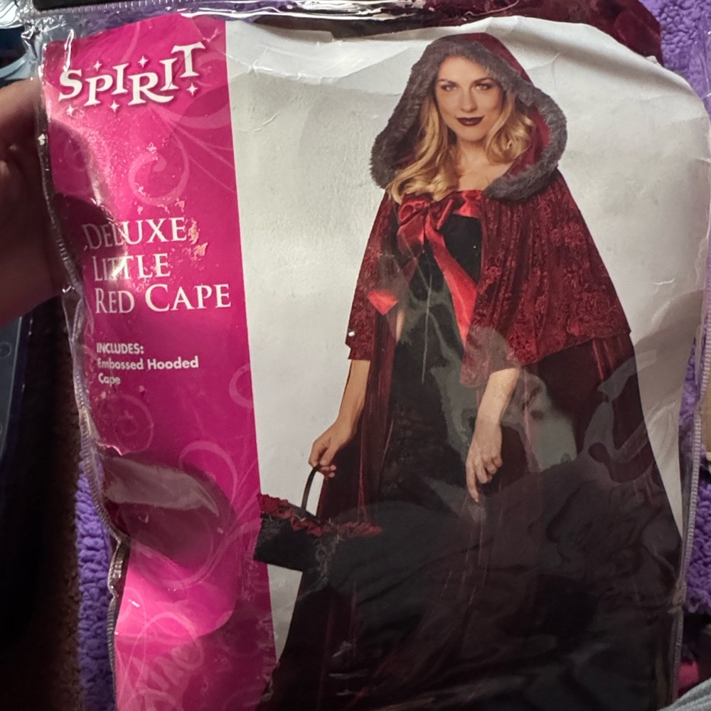 Spirit Embossed Red Hooded Cape